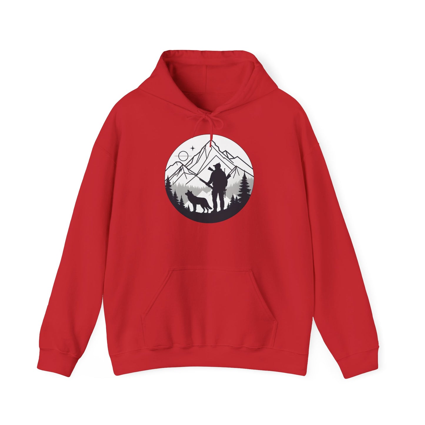 „Mountain Hunter Silhouette" – Minimalistisches Hoodie Design für echte Outdoor-Fans