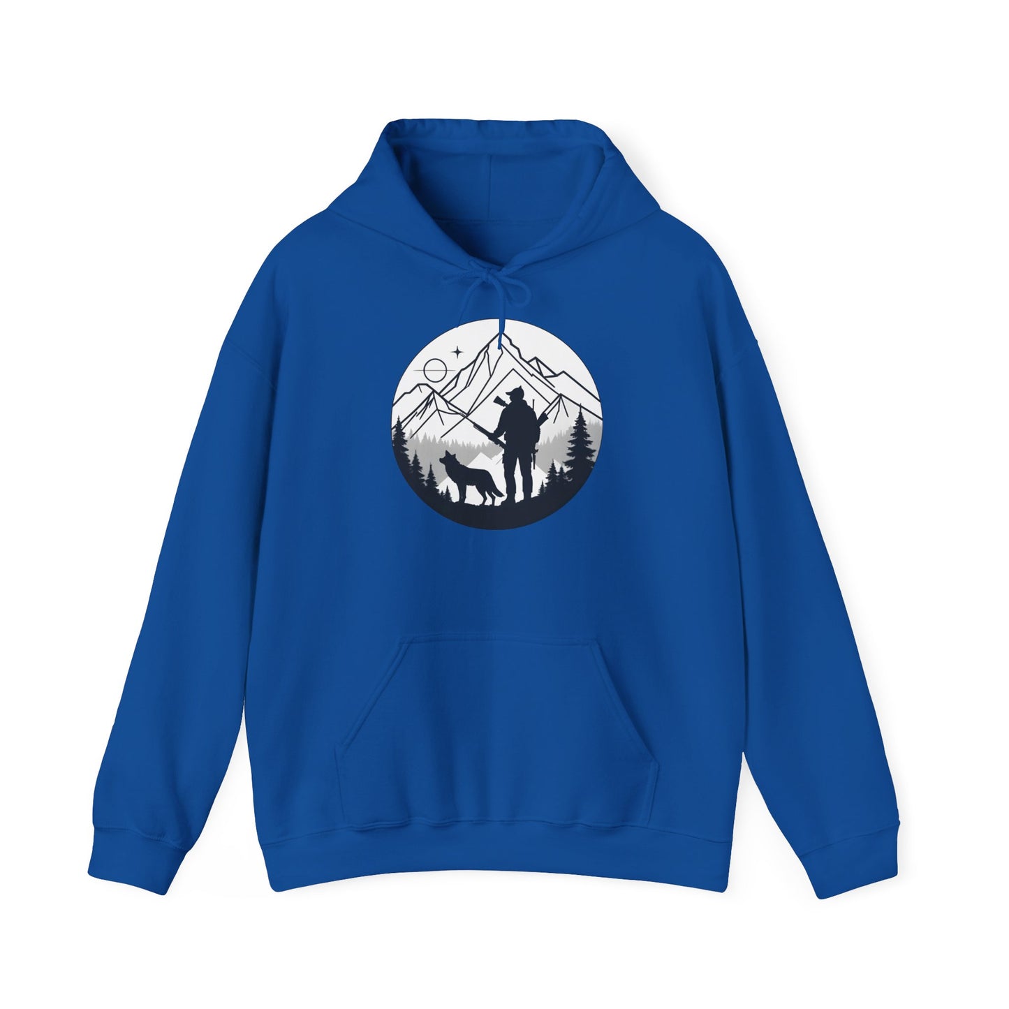 „Mountain Hunter Silhouette" – Minimalistisches Hoodie Design für echte Outdoor-Fans
