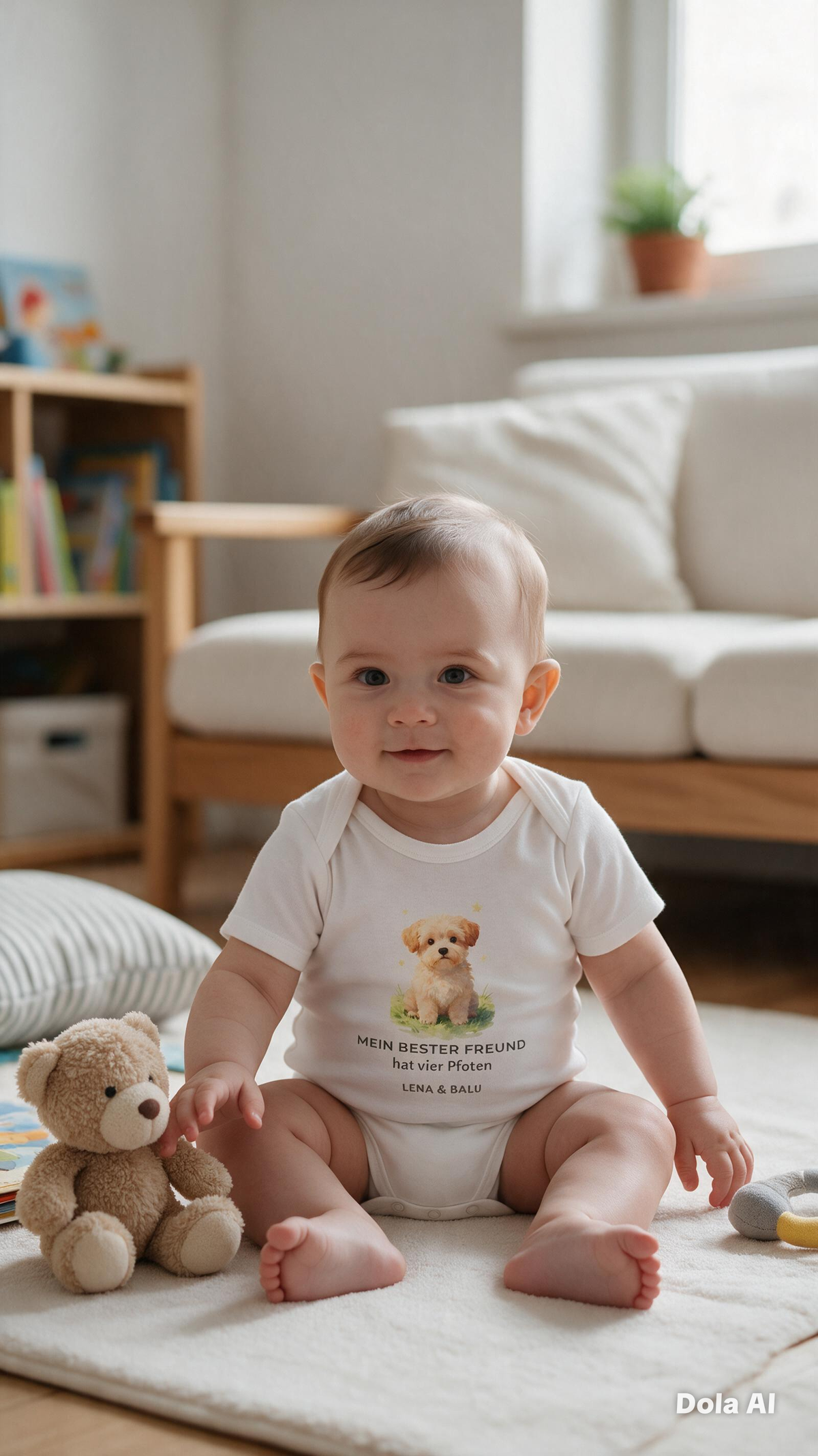 Personalisierter Babybody „Großer Bruder auf vier Pfoten“ | Baby & Hund | Cozee
