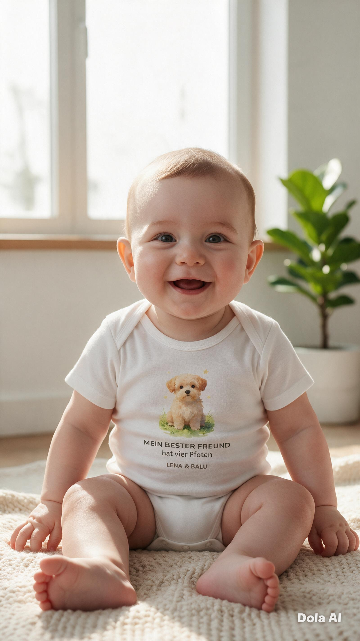 Personalisierter Babybody „Großer Bruder auf vier Pfoten“ | Baby & Hund | Cozee