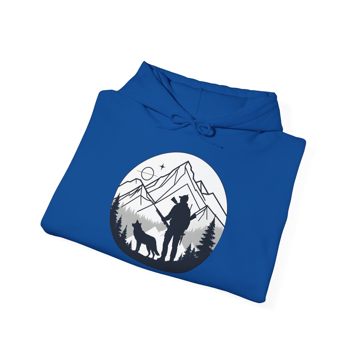 „Mountain Hunter Silhouette" – Minimalistisches Hoodie Design für echte Outdoor-Fans