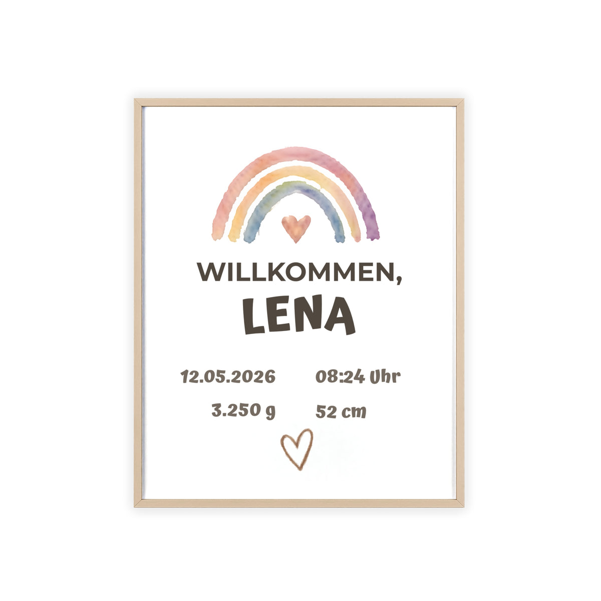 Personalisierter Geburts-Poster – Willkommen, Lena