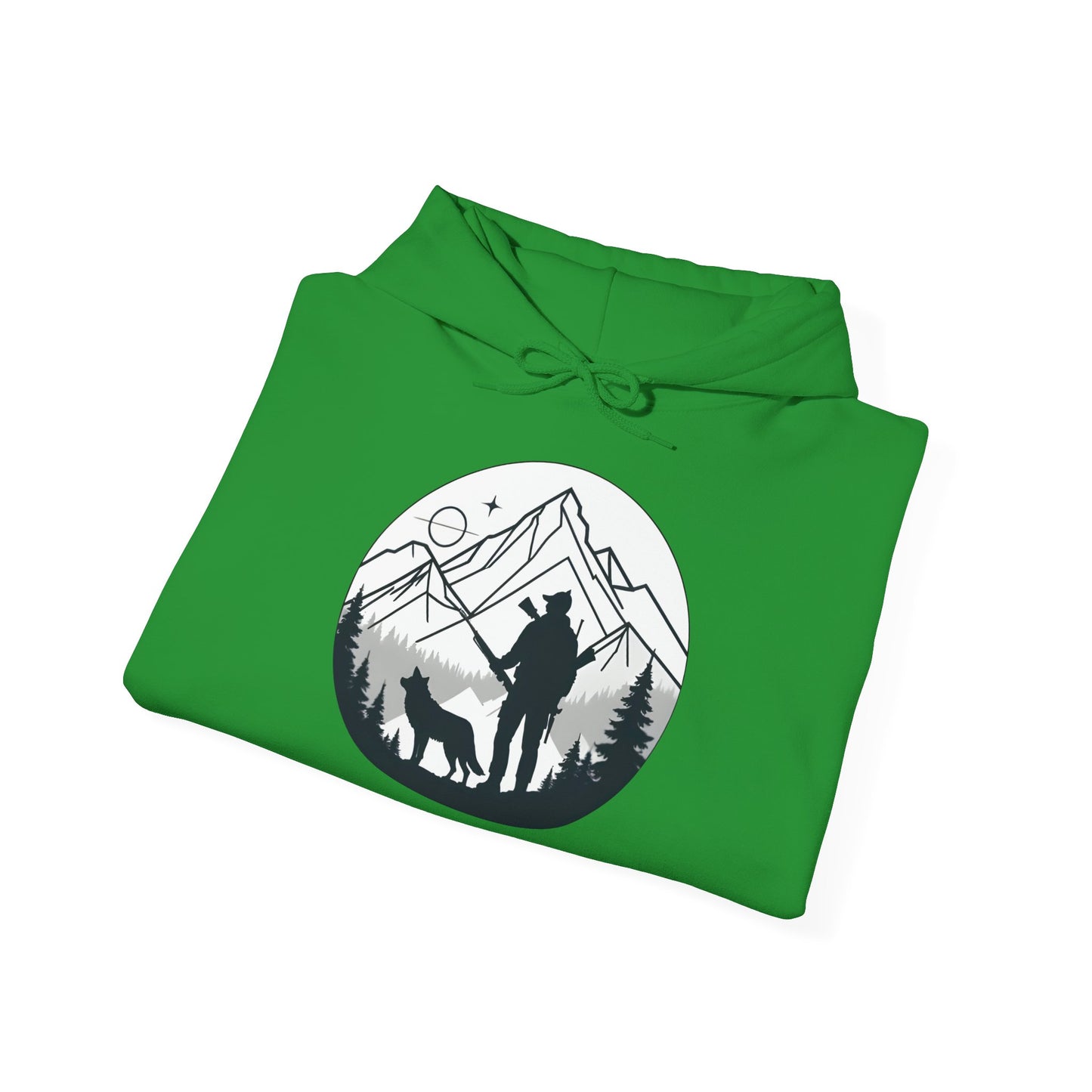 „Mountain Hunter Silhouette" – Minimalistisches Hoodie Design für echte Outdoor-Fans