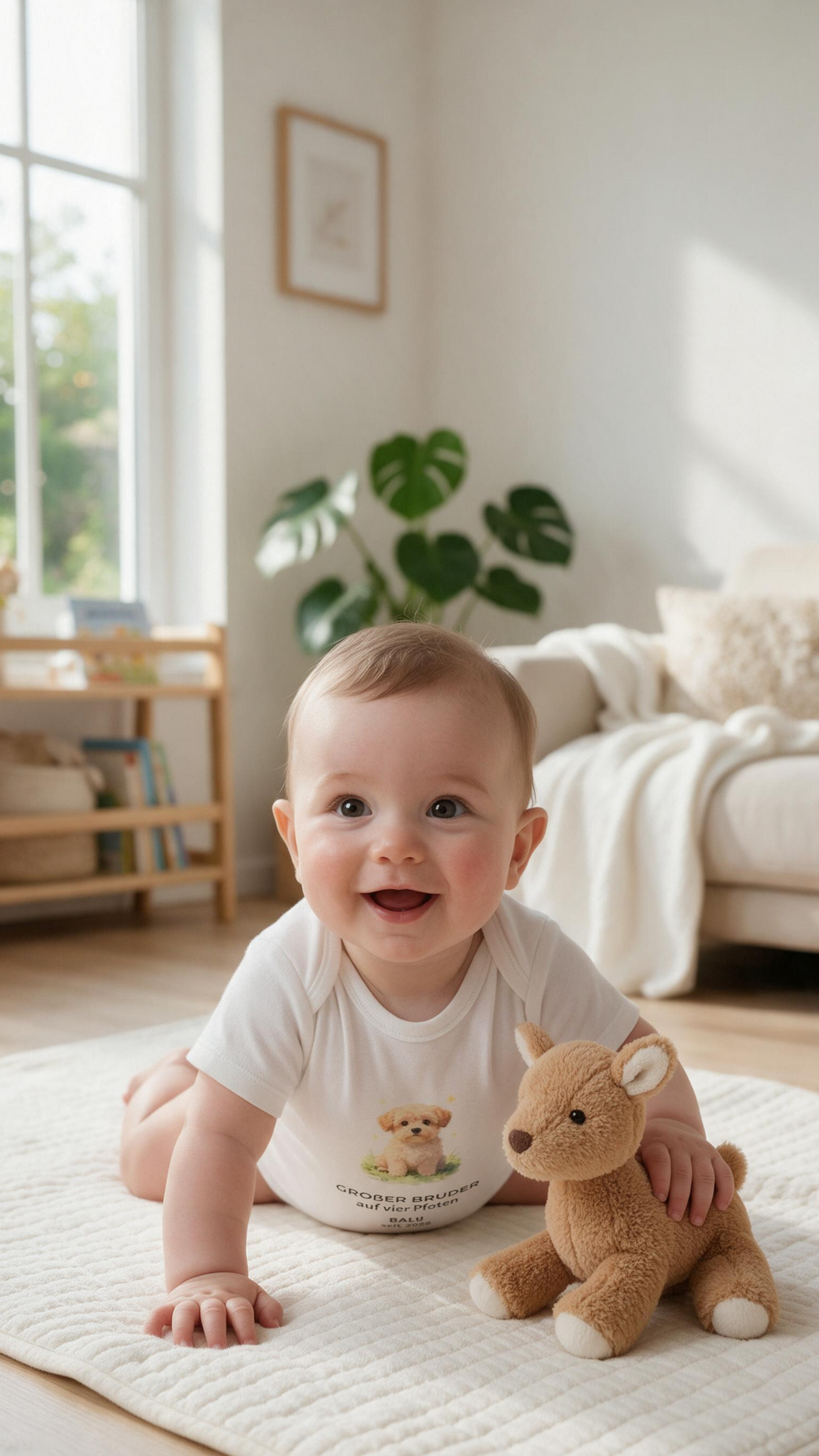 Personalisierter Babybody „Großer Bruder auf vier Pfoten“ | Baby & Hund | Cozee