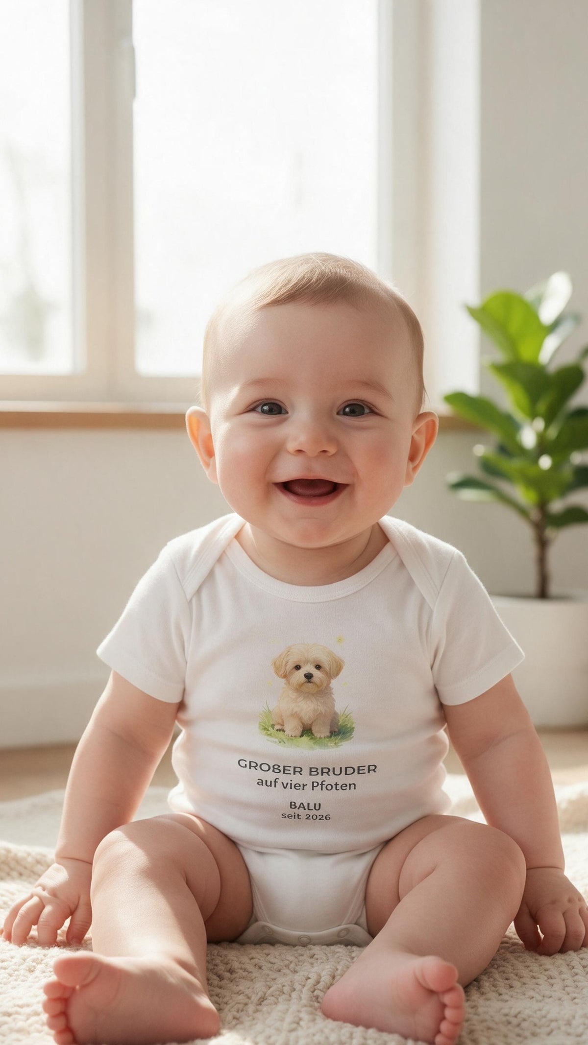 Personalisierter Babybody „Großer Bruder auf vier Pfoten“ | Baby & Hund | Cozee