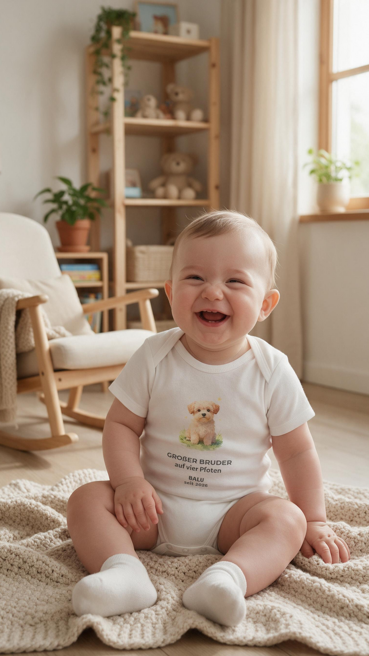 Personalisierter Babybody „Großer Bruder auf vier Pfoten“ | Baby & Hund | Cozee