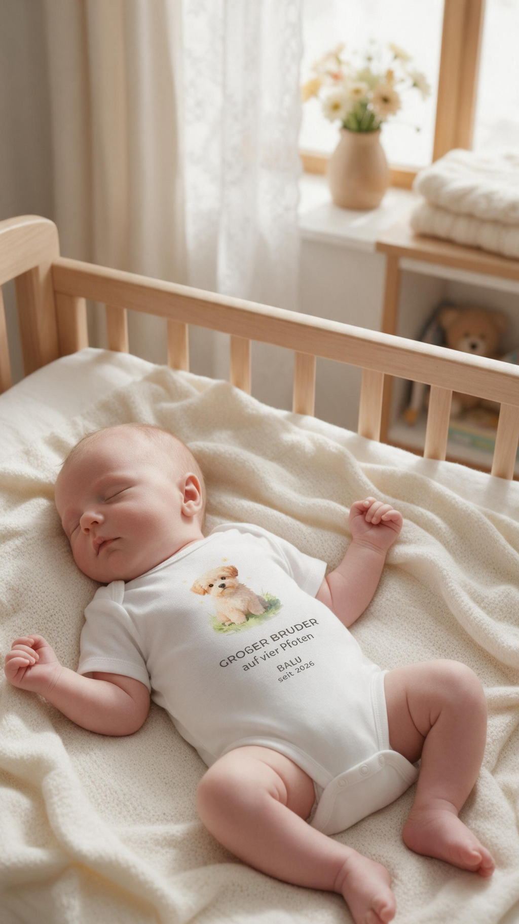 Personalisierter Babybody „Großer Bruder auf vier Pfoten“ | Baby & Hund | Cozee