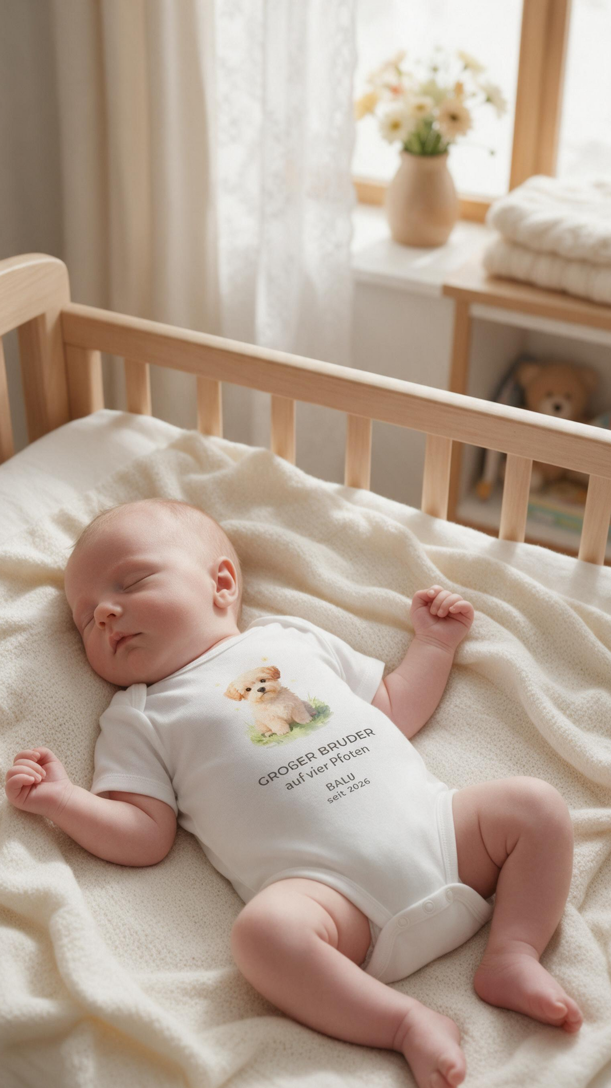 Personalisierter Babybody „Großer Bruder auf vier Pfoten“ | Baby & Hund | Cozee