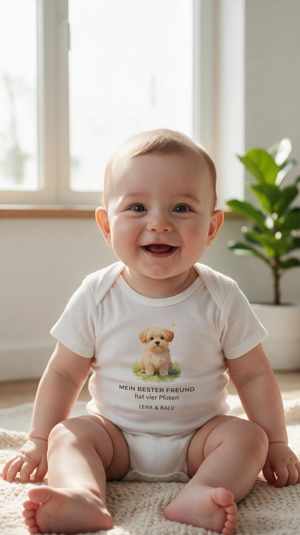 Personalisierter Babybody mit Name – „Mein bester Freund“ | Baby & Hund | Cozee