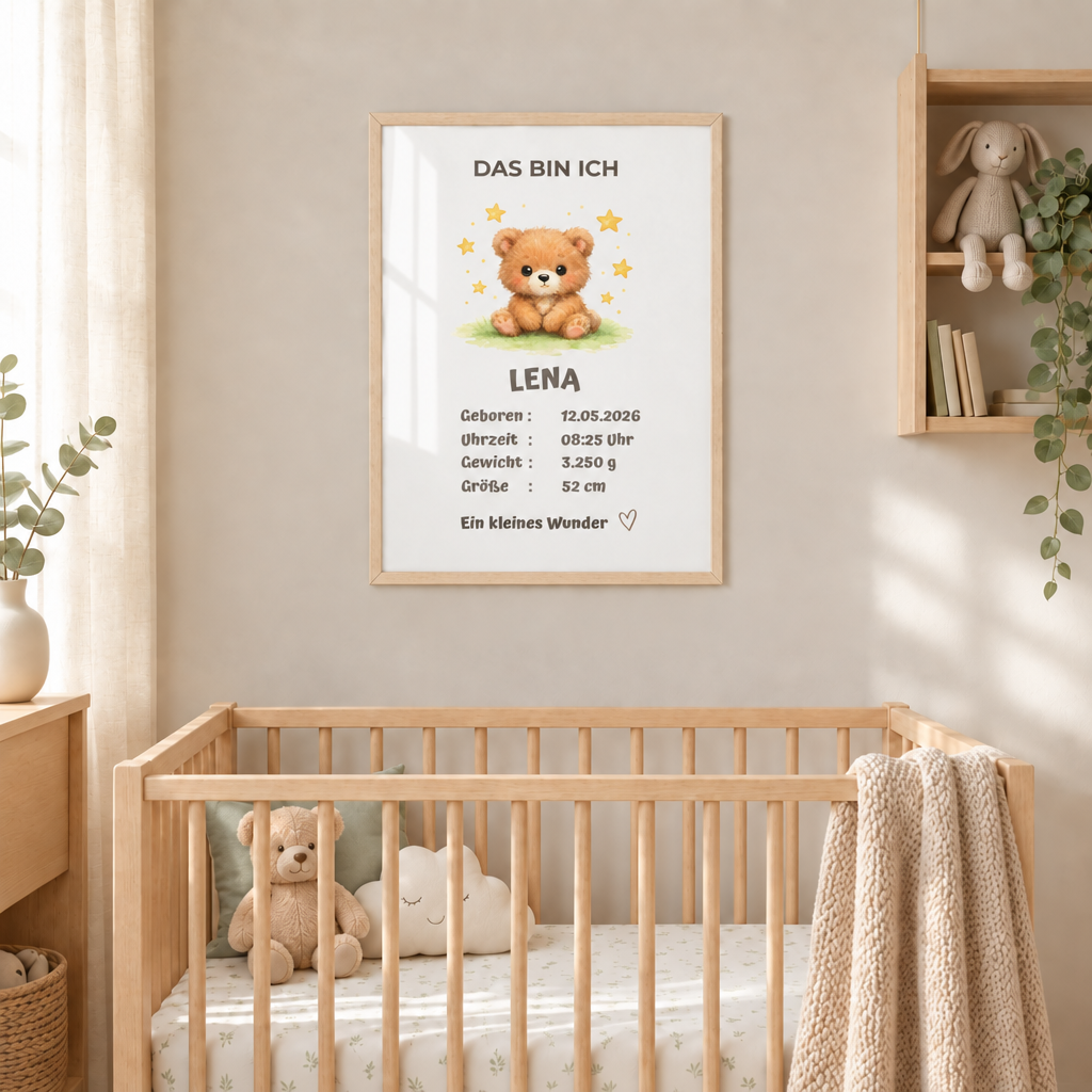 Personalisiertes Baby Poster – Das bin ich | Geburtsdaten