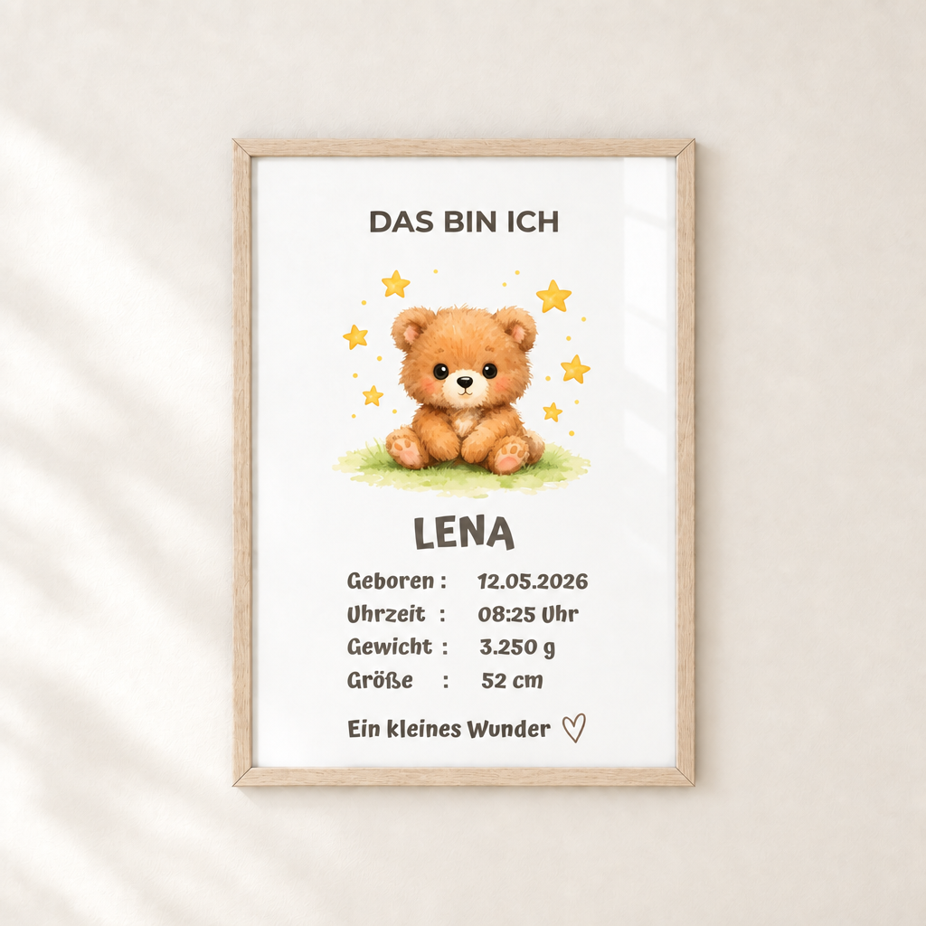 Personalisiertes Baby Poster – Das bin ich | Geburtsdaten