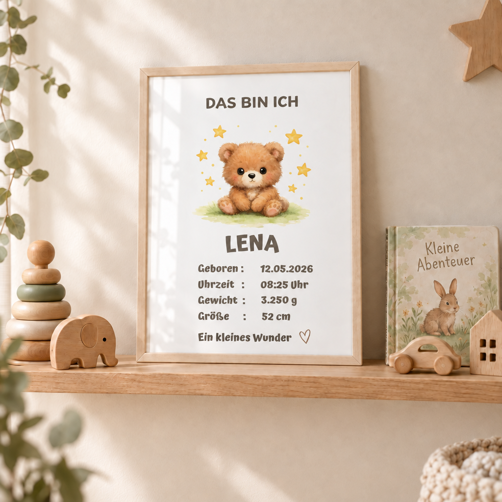 Personalisiertes Baby Poster – Das bin ich | Geburtsdaten