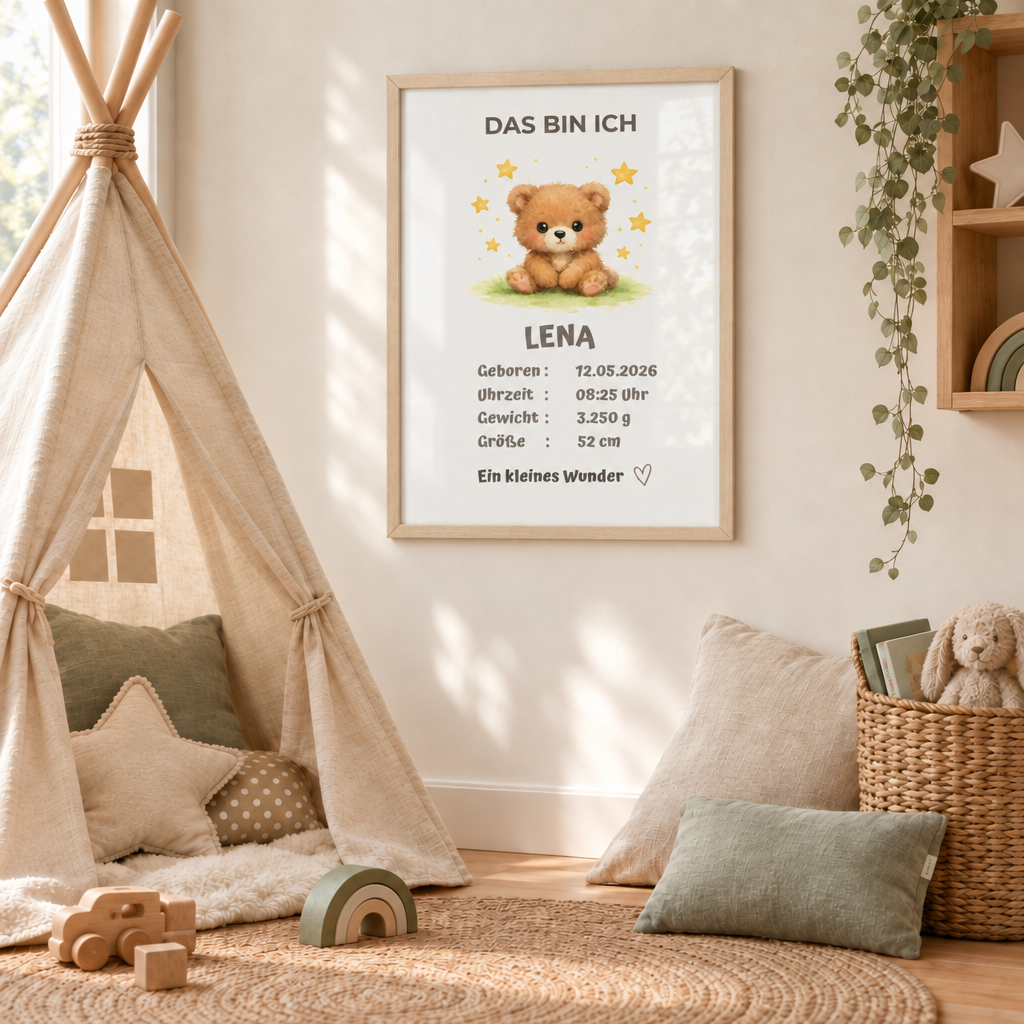 Personalisiertes Baby Poster – Das bin ich | Geburtsdaten