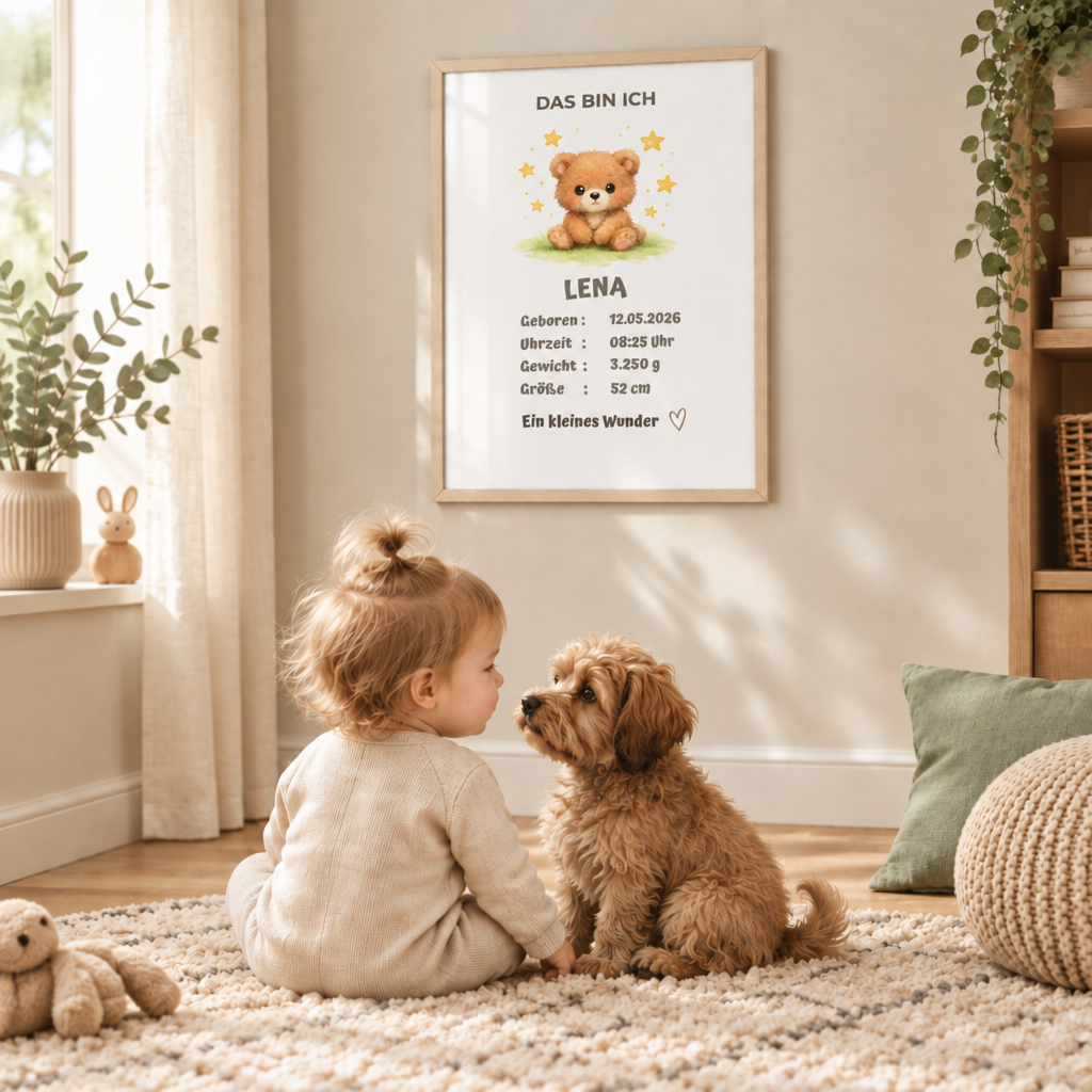 Personalisiertes Baby Poster – Das bin ich | Geburtsdaten