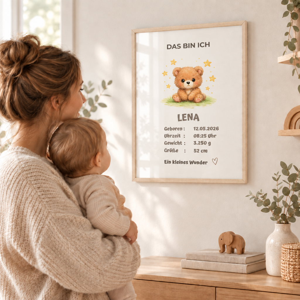 Personalisiertes Baby Poster – Das bin ich | Geburtsdaten