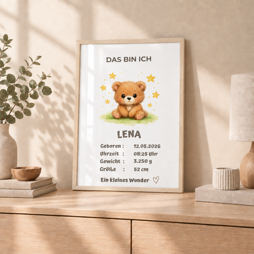 Personalisiertes Baby Poster – Das bin ich | Geburtsdaten