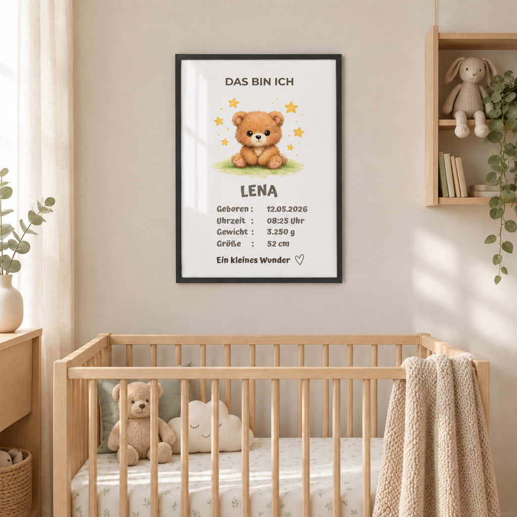 Personalisiertes Baby Poster – Das bin ich | Geburtsdaten