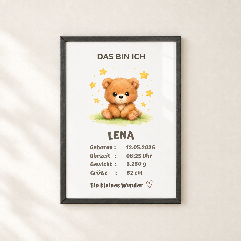 Personalisiertes Baby Poster – Das bin ich | Geburtsdaten