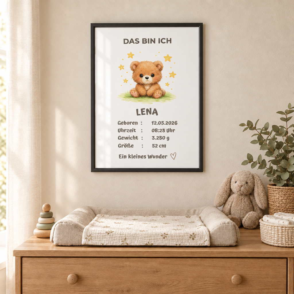 Personalisiertes Baby Poster – Das bin ich | Geburtsdaten