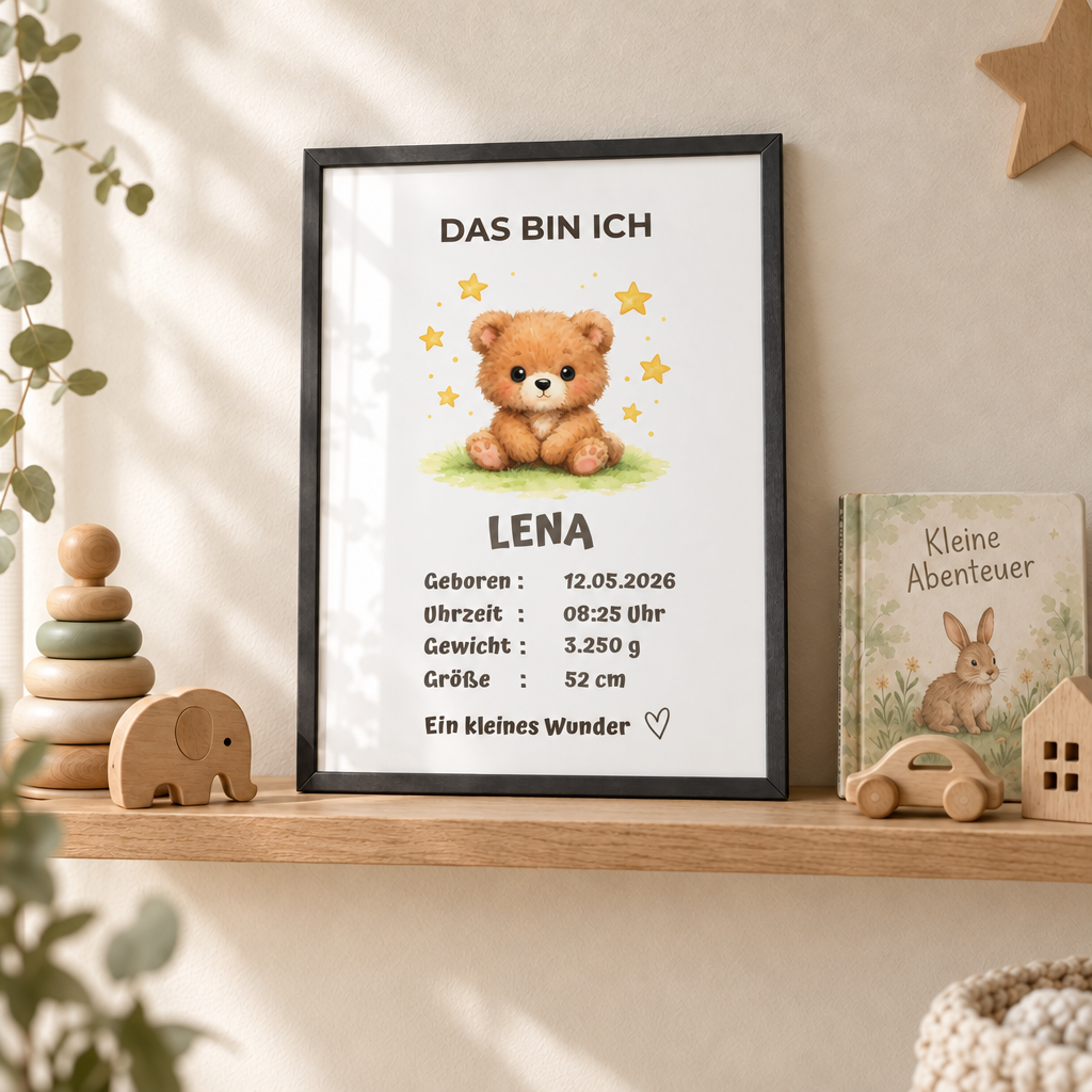 Personalisiertes Baby Poster – Das bin ich | Geburtsdaten