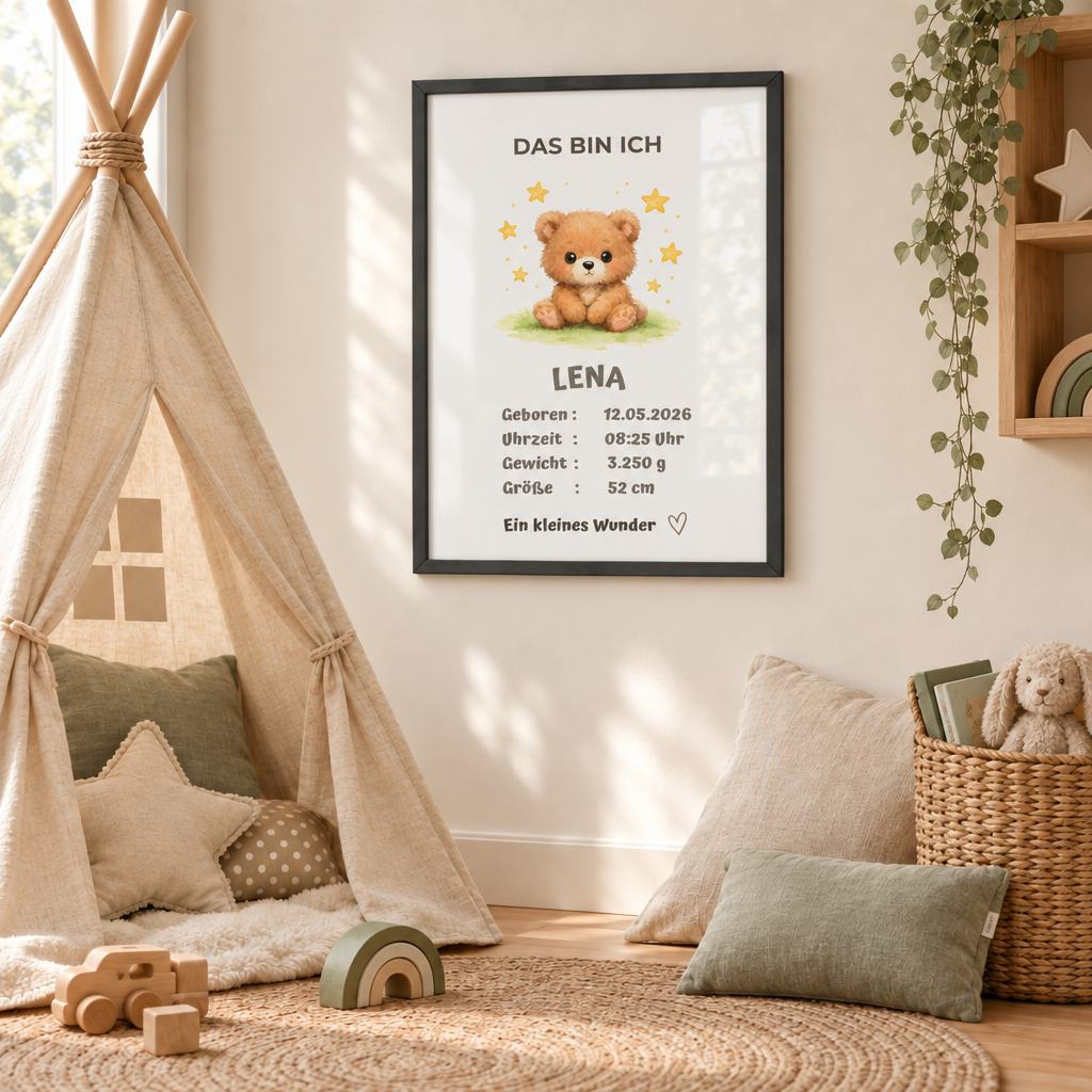 Personalisiertes Baby Poster – Das bin ich | Geburtsdaten