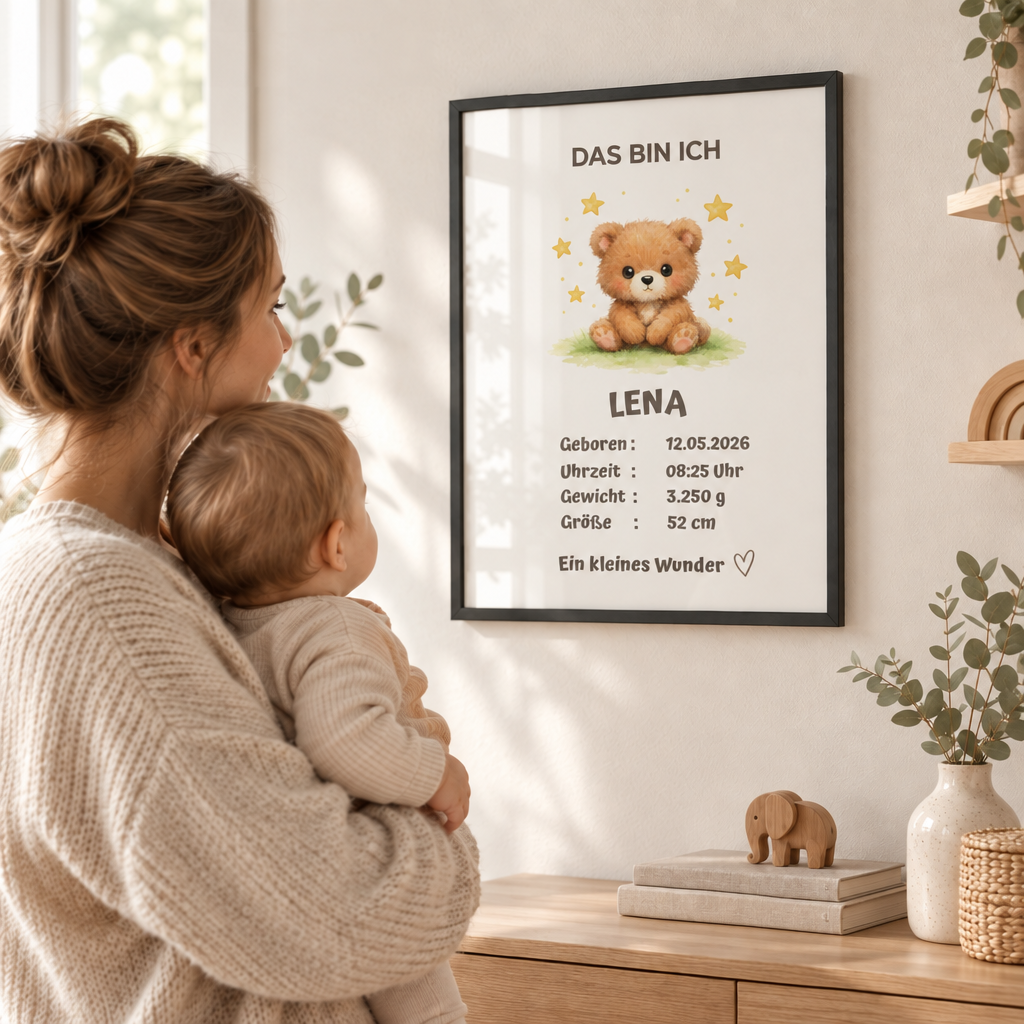 Personalisiertes Baby Poster – Das bin ich | Geburtsdaten