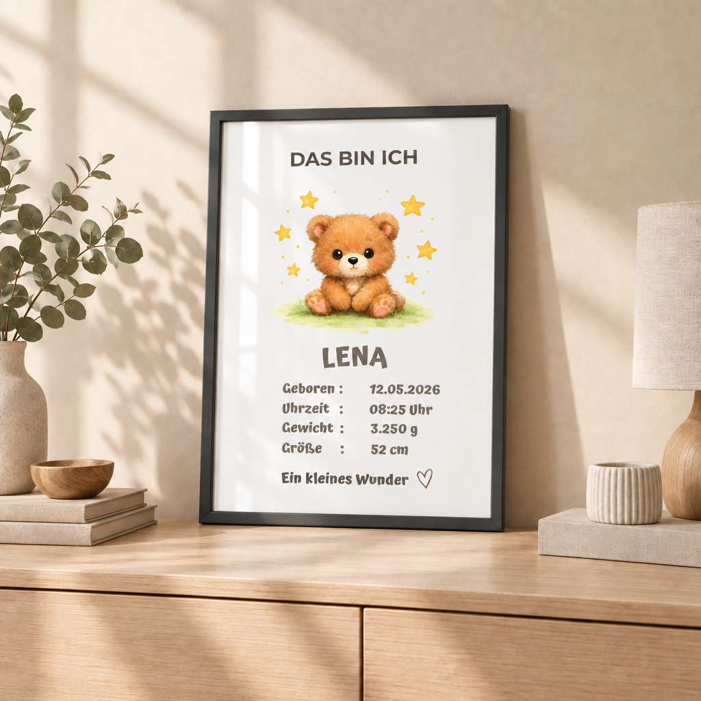 Personalisiertes Baby Poster – Das bin ich | Geburtsdaten