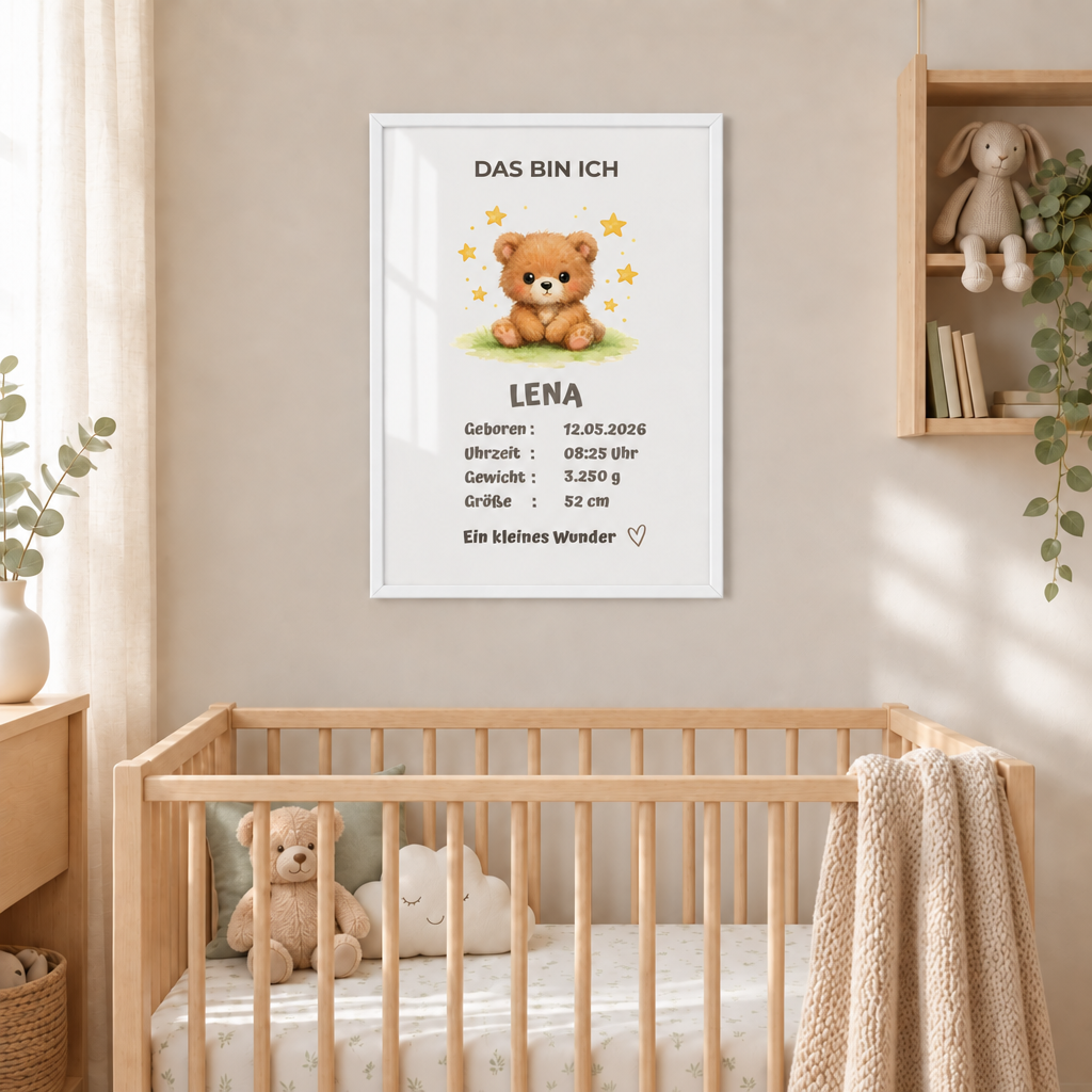 Personalisiertes Baby Poster – Das bin ich | Geburtsdaten
