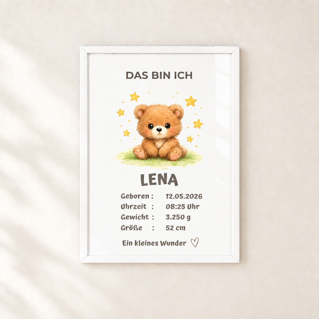Personalisiertes Baby Poster – Das bin ich | Geburtsdaten