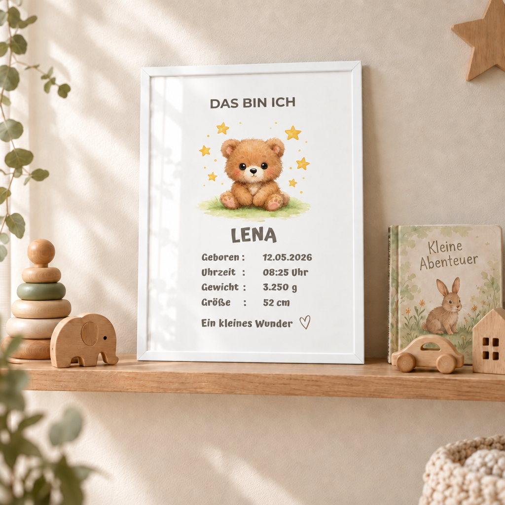 Personalisiertes Baby Poster – Das bin ich | Geburtsdaten