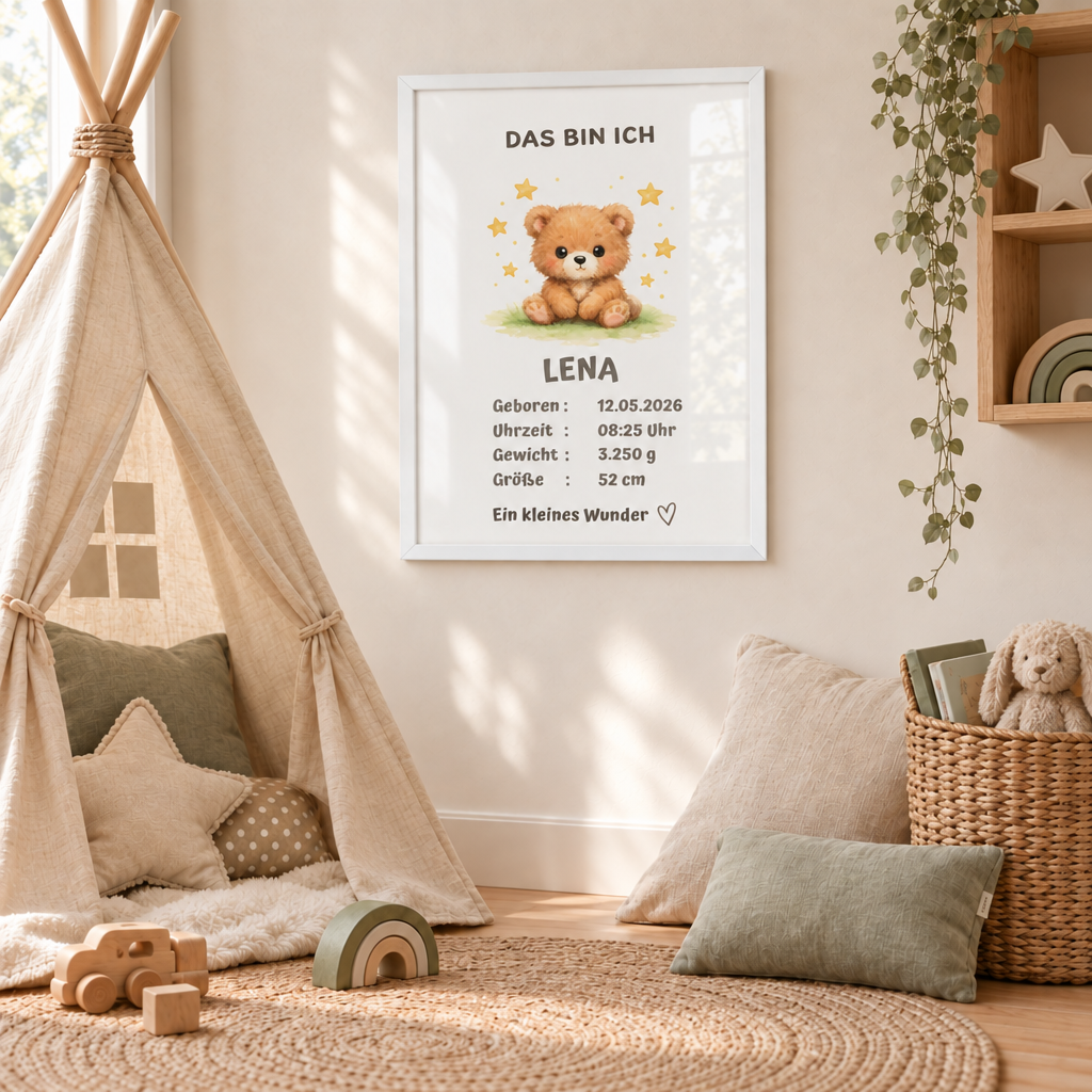 Personalisiertes Baby Poster – Das bin ich | Geburtsdaten