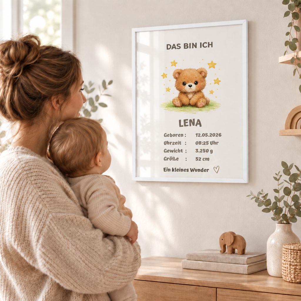 Personalisiertes Baby Poster – Das bin ich | Geburtsdaten