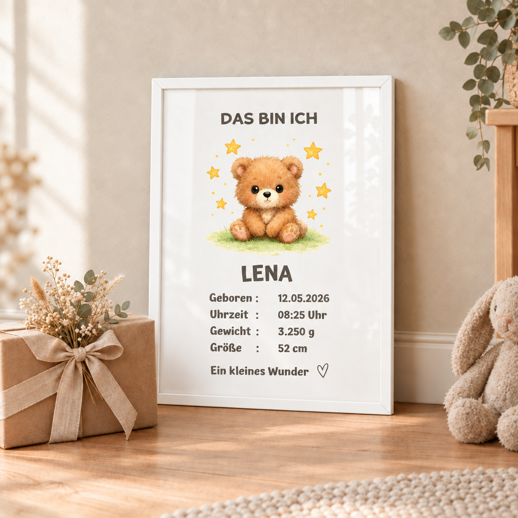 Personalisiertes Baby Poster – Das bin ich | Geburtsdaten