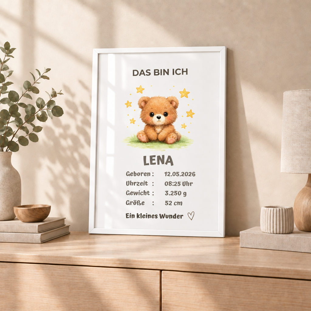 Personalisiertes Baby Poster – Das bin ich | Geburtsdaten