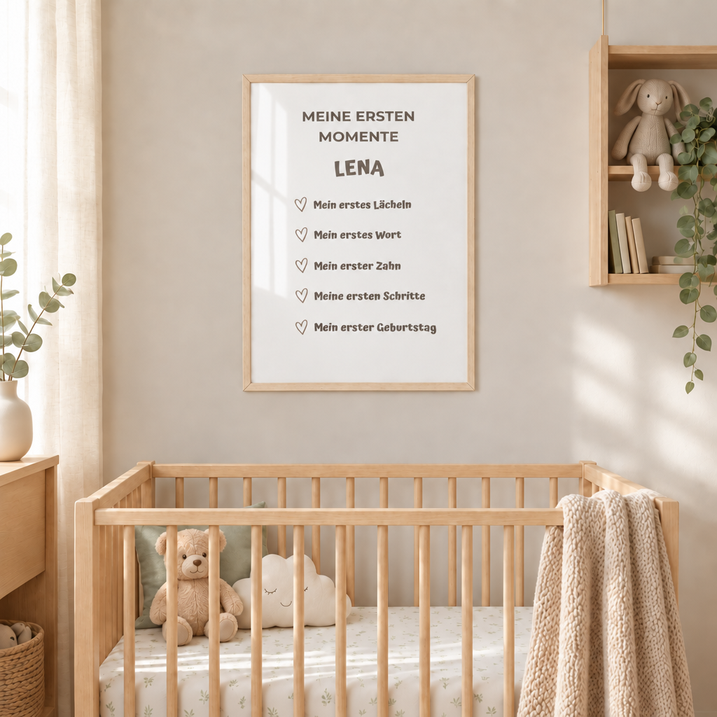 Personalisiertes Meilenstein Poster Baby – Meine ersten Momente