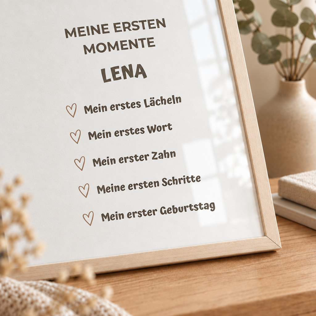 Personalisiertes Meilenstein Poster Baby – Meine ersten Momente