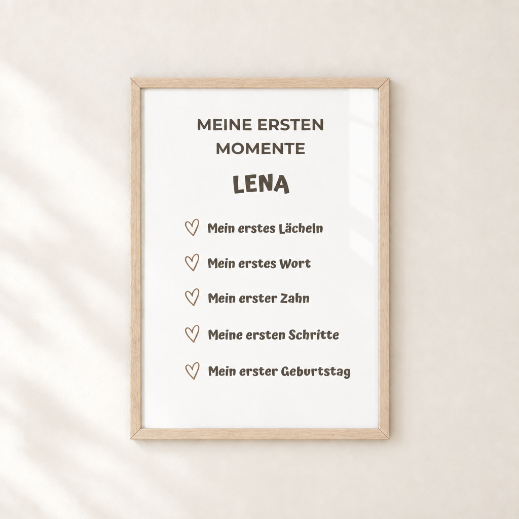 Personalisiertes Meilenstein Poster Baby – Meine ersten Momente