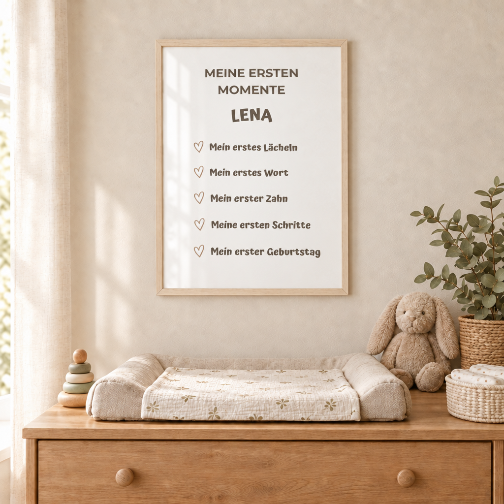Personalisiertes Meilenstein Poster Baby – Meine ersten Momente