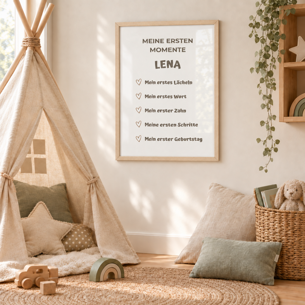 Personalisiertes Meilenstein Poster Baby – Meine ersten Momente