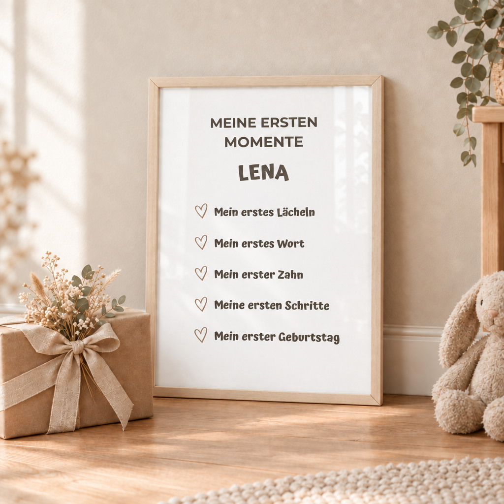 Personalisiertes Meilenstein Poster Baby – Meine ersten Momente