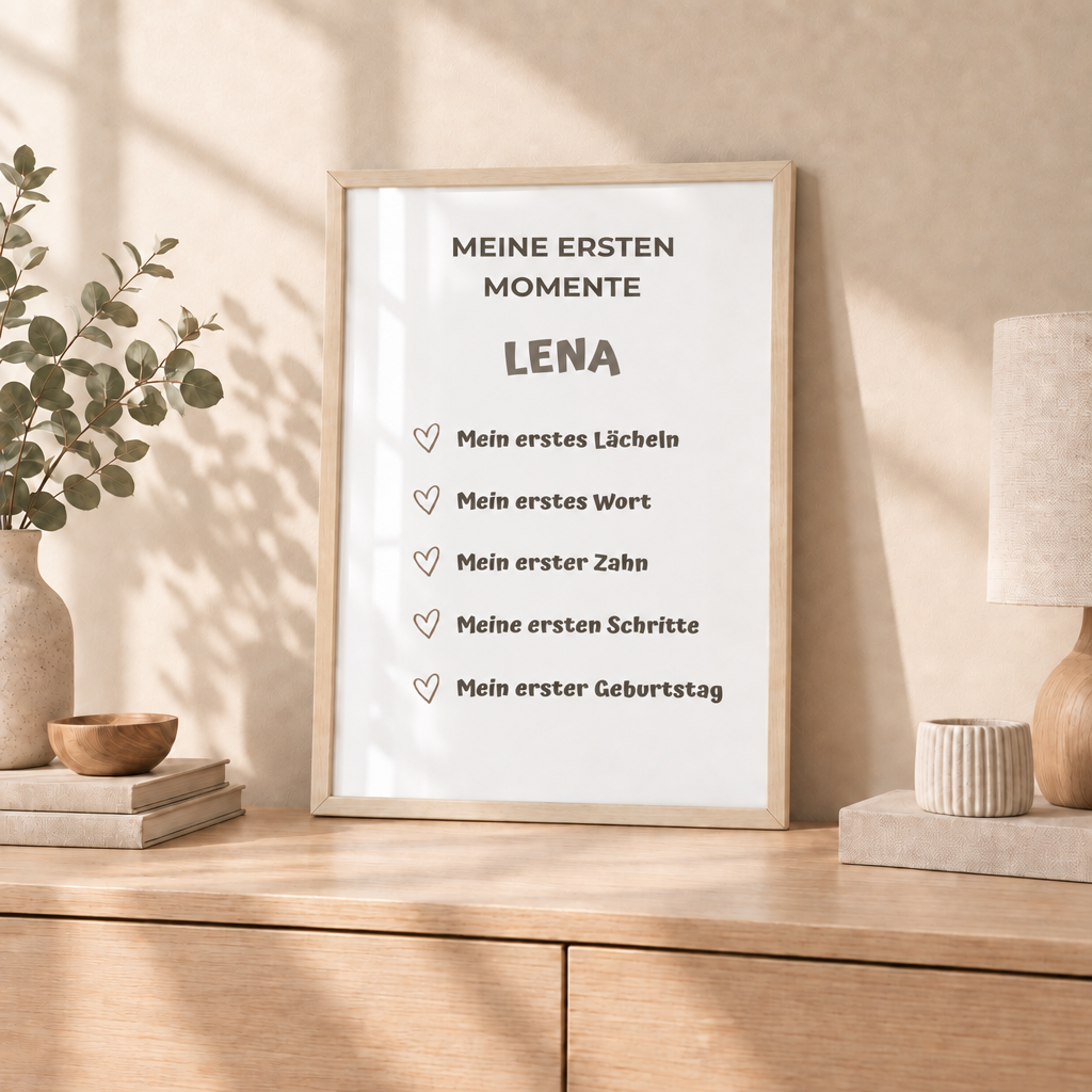 Personalisiertes Meilenstein Poster Baby – Meine ersten Momente