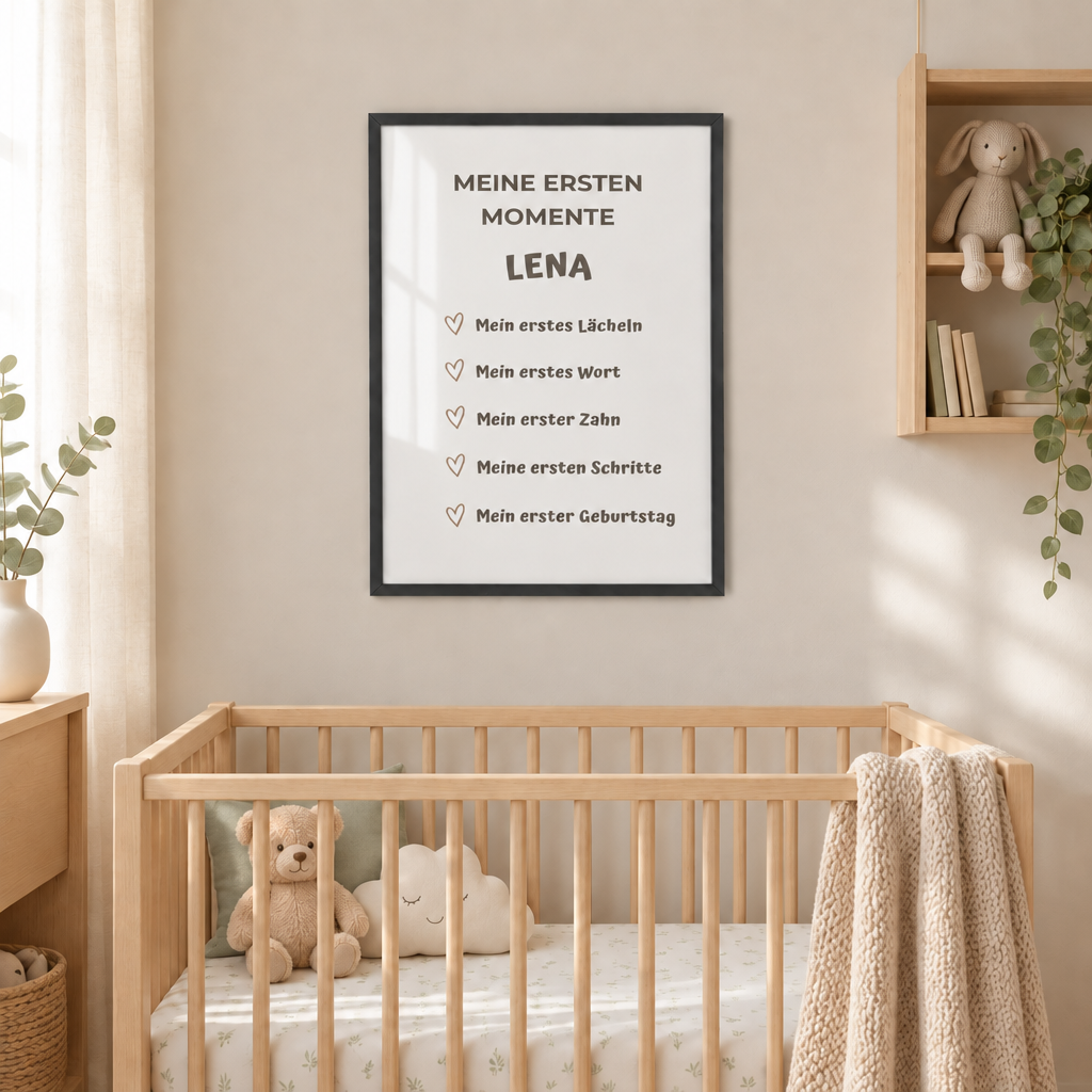 Personalisiertes Meilenstein Poster Baby – Meine ersten Momente