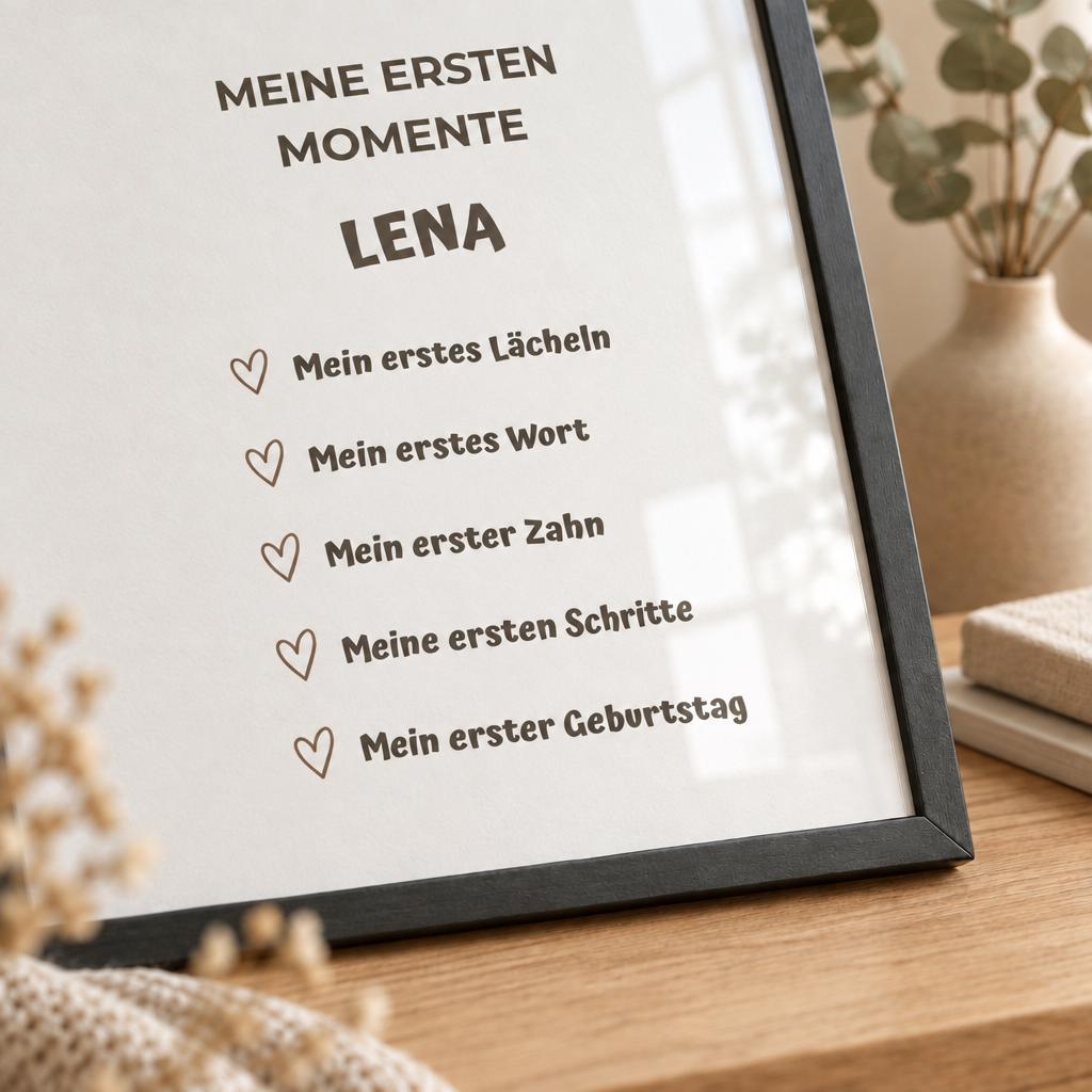 Personalisiertes Meilenstein Poster Baby – Meine ersten Momente