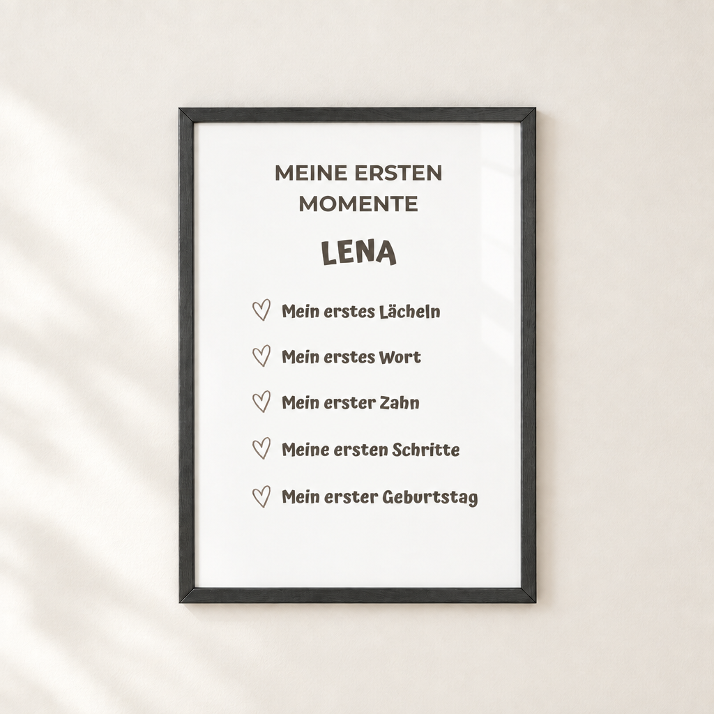 Personalisiertes Meilenstein Poster Baby – Meine ersten Momente