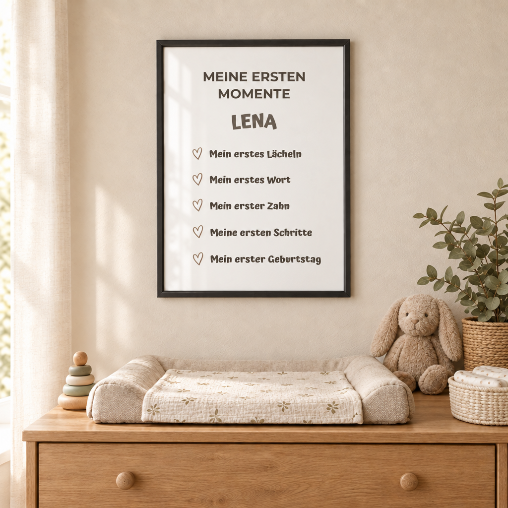 Personalisiertes Meilenstein Poster Baby – Meine ersten Momente