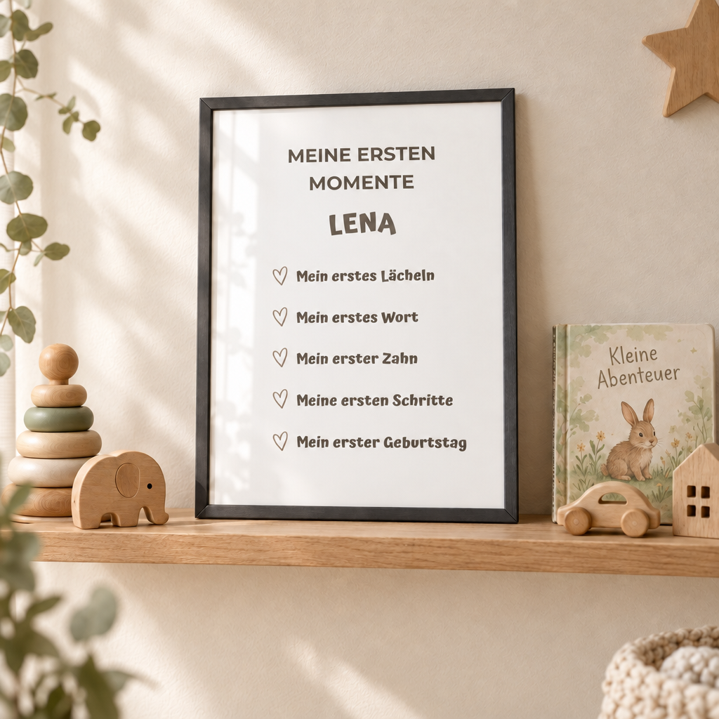 Personalisiertes Meilenstein Poster Baby – Meine ersten Momente