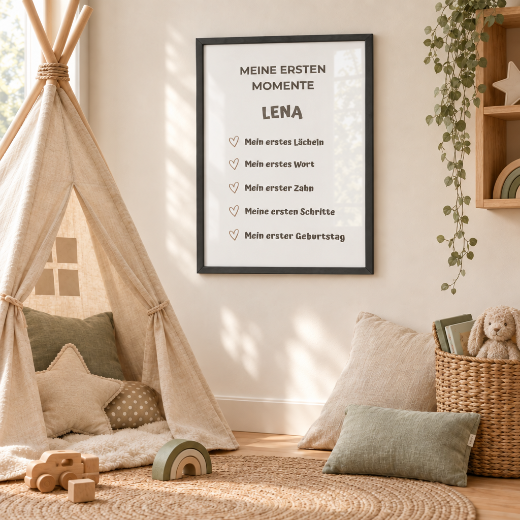 Personalisiertes Meilenstein Poster Baby – Meine ersten Momente