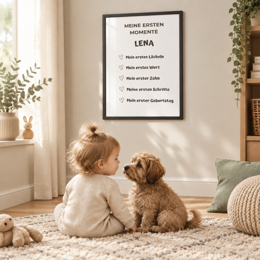 Personalisiertes Meilenstein Poster Baby – Meine ersten Momente