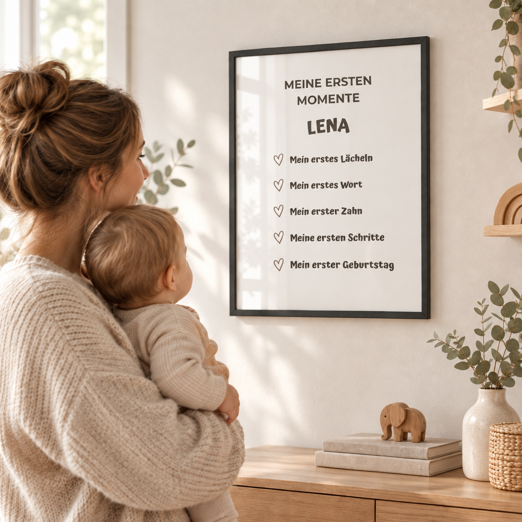 Personalisiertes Meilenstein Poster Baby – Meine ersten Momente