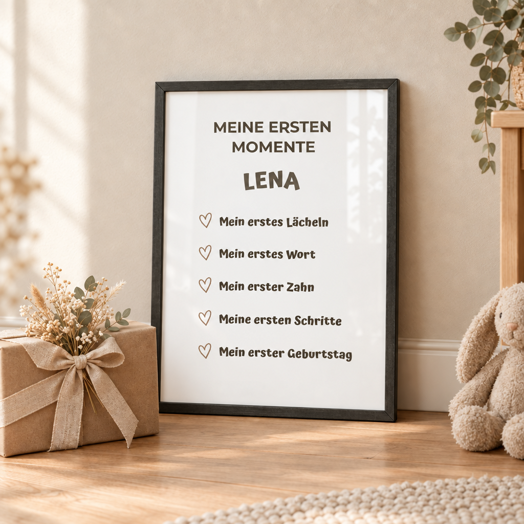 Personalisiertes Meilenstein Poster Baby – Meine ersten Momente